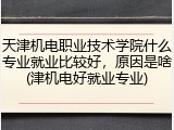 天津机电职业技术学院什么专业就业比较好，原因是啥(津机电好就业专业)