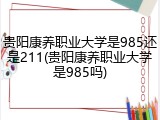 贵阳康养职业大学是985还是211(贵阳康养职业大学是985吗)