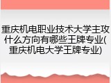 重庆机电职业技术大学主攻什么方向有哪些王牌专业(重庆机电大学王牌专业)