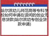 哈尔滨幼儿师范高等专科学校如何申请在读间的创业无息贷款(哈尔滨幼专创业贷款申请)