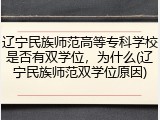 辽宁民族师范高等专科学校是否有双学位，为什么(辽宁民族师范双学位原因)
