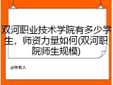 双河职业技术学院有多少学生，师资力量如何(双河职院师生规模)