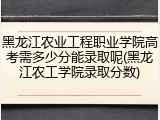 黑龙江农业工程职业学院高考需多少分能录取呢(黑龙江农工学院录取分数)
