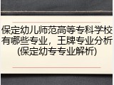 保定幼儿师范高等专科学校有哪些专业，王牌专业分析(保定幼专专业解析)