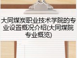 大同煤炭职业技术学院的专业设置概况介绍(大同煤院专业概览)