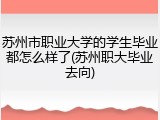 苏州市职业大学的学生毕业都怎么样了(苏州职大毕业去向)