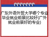 广东外语外贸大学哪个专业毕业就业前景比较好(广外就业前景好的专业)