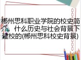 郴州思科职业学院的校史简介，什么历史与社会背景下建校的(郴州思科校史背景)