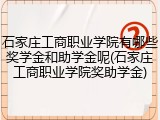 石家庄工商职业学院有哪些奖学金和助学金呢(石家庄工商职业学院奖助学金)
