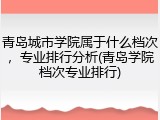 青岛城市学院属于什么档次，专业排行分析(青岛学院档次专业排行)