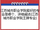 江苏城市职业学院最好的专业是哪个，详细阐述(江苏城市职业学院王牌专业)