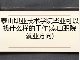 泰山职业技术学院毕业可以找什么样的工作(泰山职院就业方向)