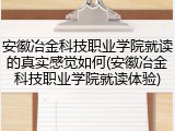 安徽冶金科技职业学院就读的真实感觉如何(安徽冶金科技职业学院就读体验)
