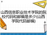 山西信息职业技术学院的院校代码和邮编是多少(山西学院代码邮编)
