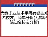 无锡职业技术学院有哪些知名校友，简单分析(无锡职院知名校友分析)