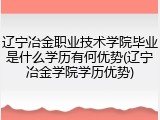 辽宁冶金职业技术学院毕业是什么学历有何优势(辽宁冶金学院学历优势)