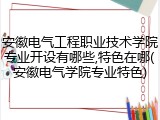 安徽电气工程职业技术学院专业开设有哪些,特色在哪(安徽电气学院专业特色)