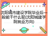 沈阳城市建设学院毕业后一般能干什么呢(沈阳城建学院就业方向)