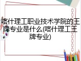 喀什理工职业技术学院的王牌专业是什么(喀什理工王牌专业)