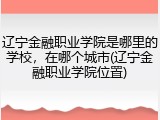 辽宁金融职业学院是哪里的学校，在哪个城市(辽宁金融职业学院位置)