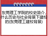 东莞理工学院的校史简介，什么历史与社会背景下建校的(东莞理工建校背景)