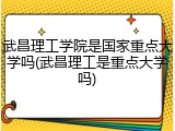 武昌理工学院是国家重点大学吗(武昌理工是重点大学吗)