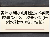 贵州水利水电职业技术学院校训是什么，校长介绍(贵州水利水电校训校长)