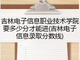 吉林电子信息职业技术学院要多少分才能进(吉林电子信息录取分数线)