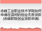 赤峰工业职业技术学院如何申请在读间的创业无息贷款(赤峰职院创业贷款申请)