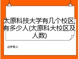 太原科技大学有几个校区,有多少人(太原科大校区及人数)