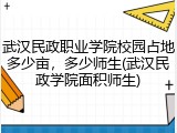 武汉民政职业学院校园占地多少亩，多少师生(武汉民政学院面积师生)
