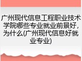 广州现代信息工程职业技术学院哪些专业就业前景好，为什么(广州现代信息好就业专业)