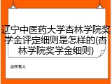 辽宁中医药大学杏林学院奖学金评定细则是怎样的(杏林学院奖学金细则)