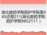 湖北医药学院药护学院是985还是211(湖北医药学院药护学院985211？)