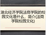 湖北经济学院法商学院的校园文化是什么，简介(法商学院校园文化)