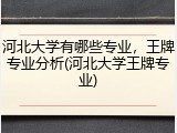河北大学有哪些专业，王牌专业分析(河北大学王牌专业)