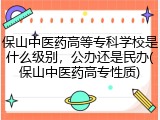 保山中医药高等专科学校是什么级别，公办还是民办(保山中医药高专性质)