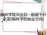 榆林学院毕业后一般能干什么呢(榆林学院就业方向)