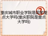 重庆城市职业学院是国家重点大学吗(重庆职院是重点大学吗)