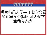 闽南师范大学一年奖学金最多能拿多少(闽南师大奖学金最高多少)