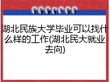 湖北民族大学毕业可以找什么样的工作(湖北民大就业去向)