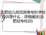 合肥幼儿师范高等专科学校校训是什么，详细阐述(合肥幼专校训)