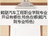 鹤壁汽车工程职业学院专业开设有哪些,特色在哪(鹤汽院专业特色)