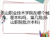 乐山职业技术学院在哪个城市，是本科吗，第几批(乐山职院批次本科)