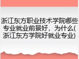 浙江东方职业技术学院哪些专业就业前景好，为什么(浙江东方学院好就业专业)