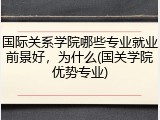 国际关系学院哪些专业就业前景好，为什么(国关学院优势专业)