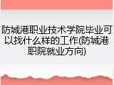 防城港职业技术学院毕业可以找什么样的工作(防城港职院就业方向)