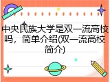 中央民族大学是双一流高校吗，简单介绍(双一流高校简介)