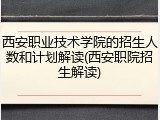 西安职业技术学院的招生人数和计划解读(西安职院招生解读)