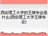 西安理工大学的王牌专业是什么(西安理工大学王牌专业)